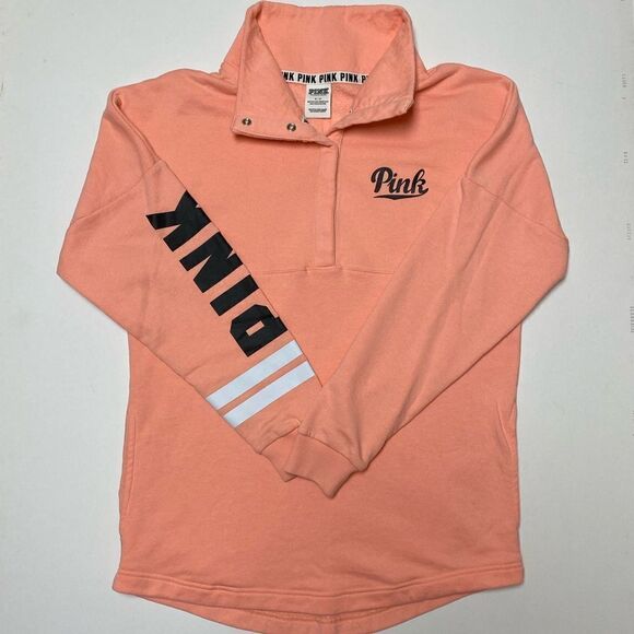 PINK by VS Peachy Pink 1/4 Button Down Pullover Sweater - Picture 3 of 9